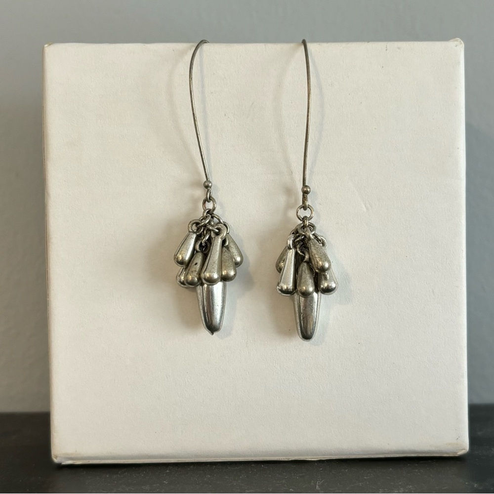Anthropologie Silver Cluster Drop Earrings